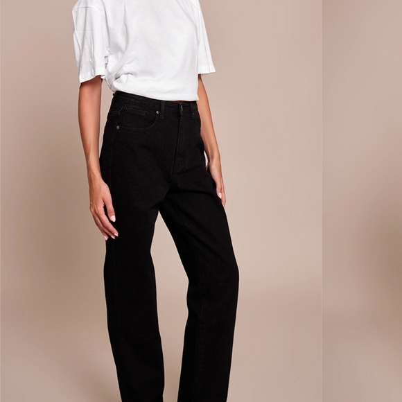 NWTPrettyLittleThing Charcoal Washed Black High Waist StraightLeg DenimJean sz 8 - Picture 2 of 14